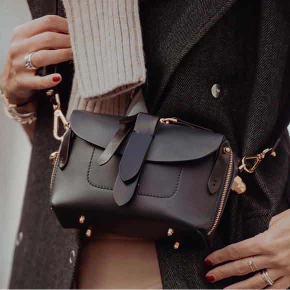 Pugnetti Micro Tool Bag in dark blue with black hardware - Picture 8 of 11